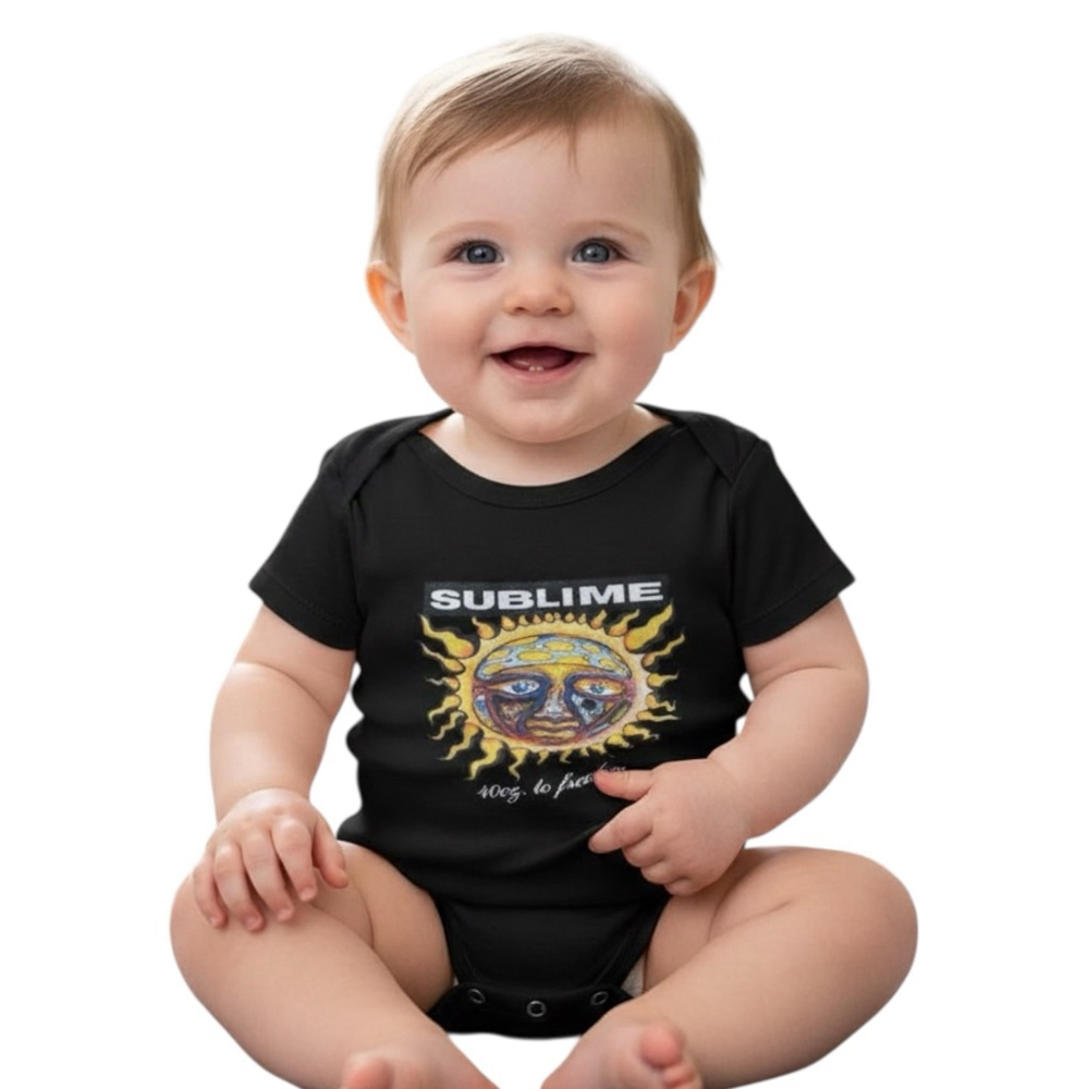 Vintage 90s Sublime 40oz to Freedom Black Band Onesie 12M Rock Baby Bodysuit